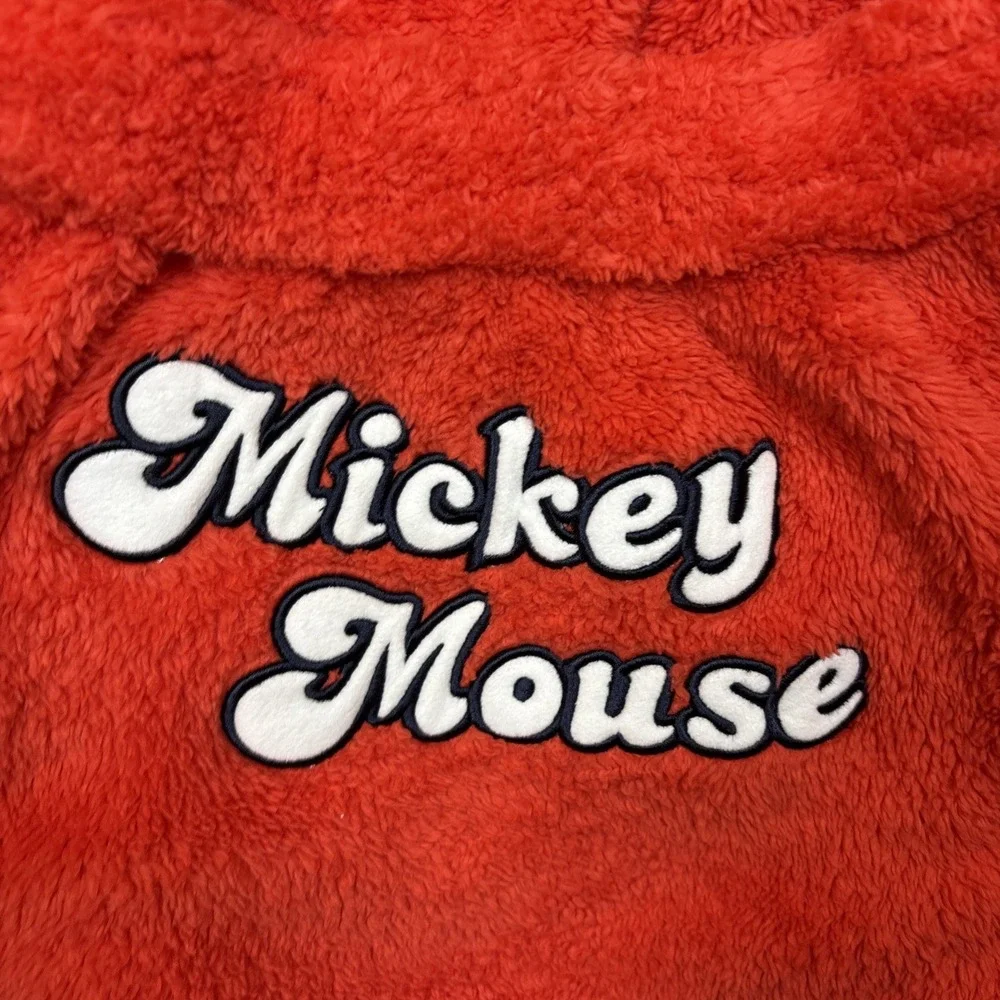 Disney Mickey Mouse Bathrobe Kids Size 4 Red Embroidered Logo EUC